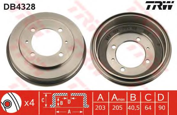 Freno de tambor trasero DB4328 TRW