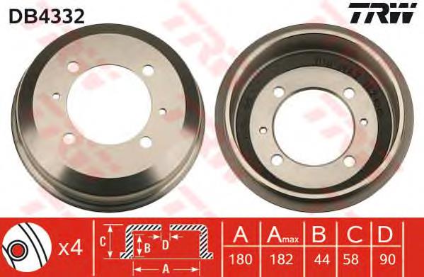 DB4332 TRW freno de tambor trasero
