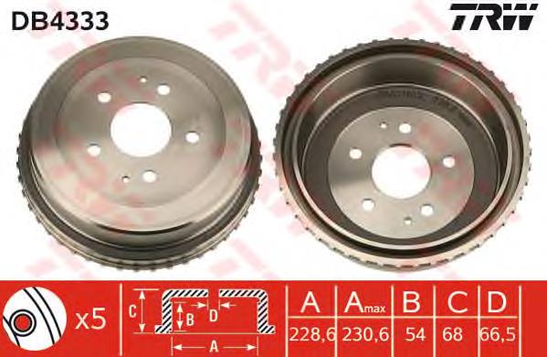 Freno de tambor trasero DB4333 TRW