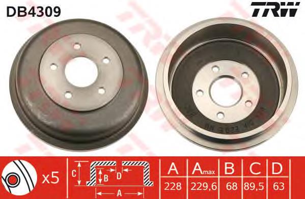 Tambor de freno trasero TRW DB4309 precio, desde 143,26 EUR