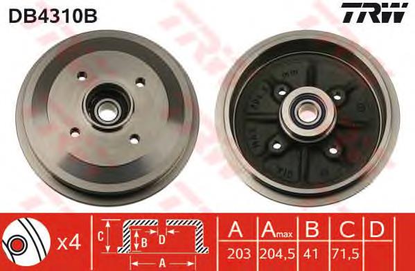 Tambor de freno trasero TRW DB4310B