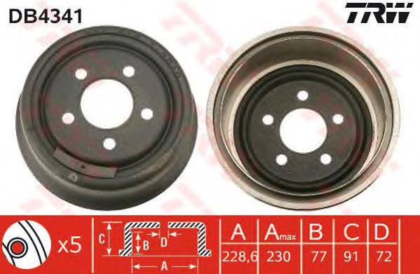 Tambor de freno trasero TRW DB4341 precio, desde 81,83 EUR
