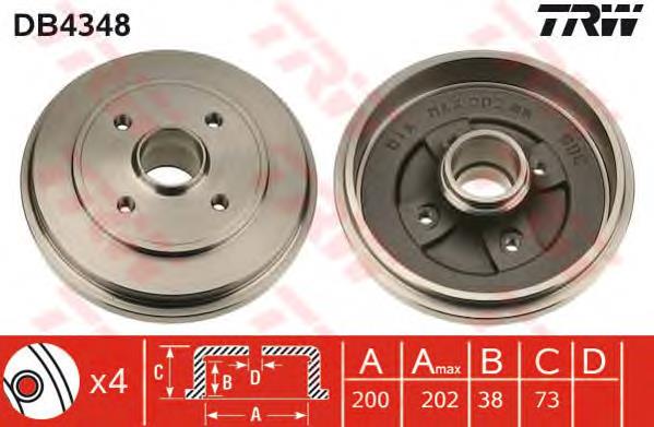 Freno de tambor trasero DB4348 TRW