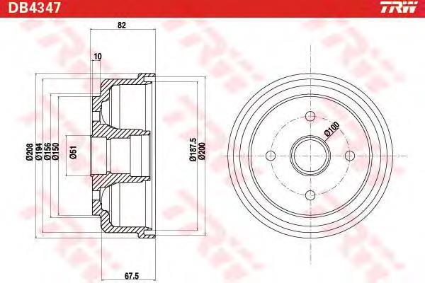DB4347 TRW freno de tambor trasero