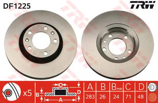 Frenos delanteros TRW DF1225 precio, desde 36,76 EUR