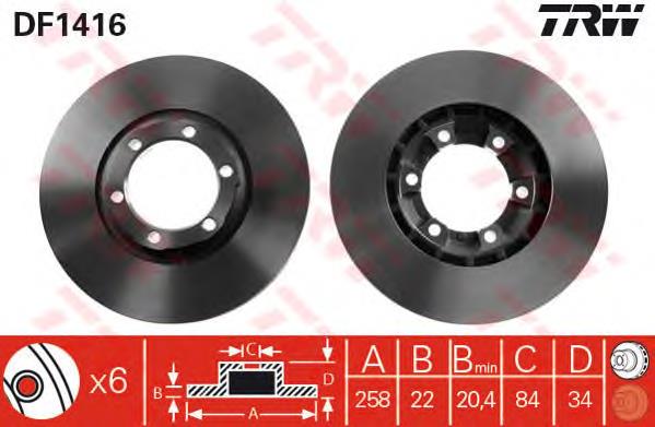 Frenos delanteros TRW DF1416 precio, desde 25,75 EUR