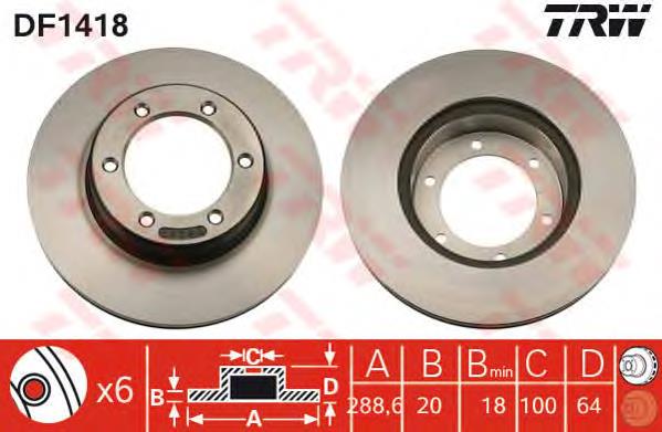 Disco de freno DF1418 TRW