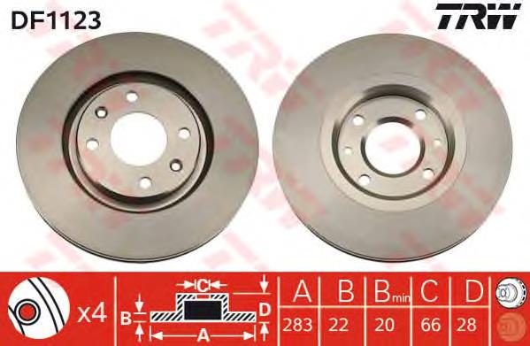Disco de freno DF1123 TRW