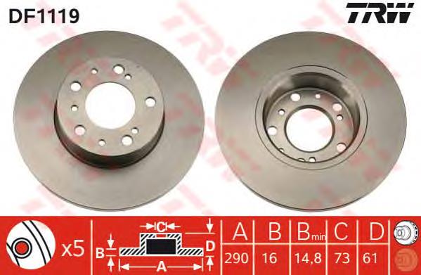 Disco de freno delantero TRW DF1119