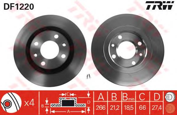 Disco de freno delantero TRW DF1220