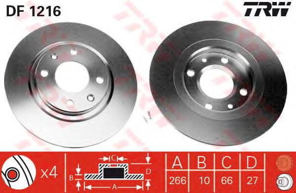 Disco de freno delantero TRW DF1216