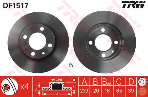 Comprar DF1517 TRW Freno de disco delantero
