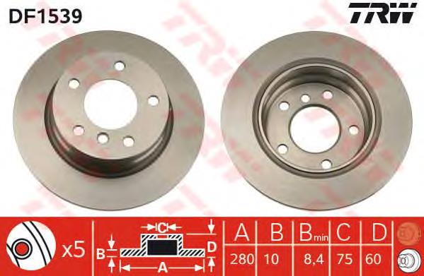 Comprar DF1539 TRW Disco de freno trasero