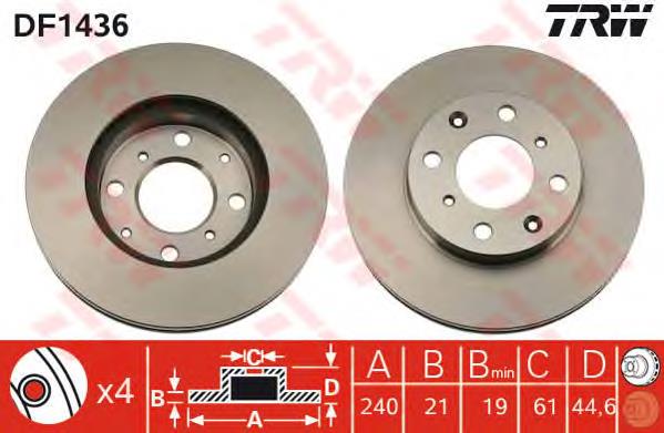 Frenos delanteros TRW DF1436 precio, desde 26,42 EUR