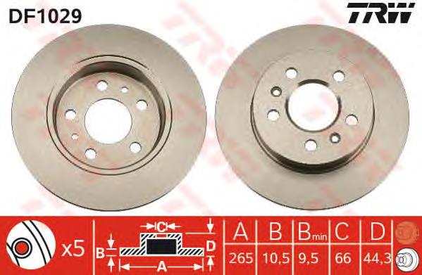 DF1029 TRW Freno de disco trasero
