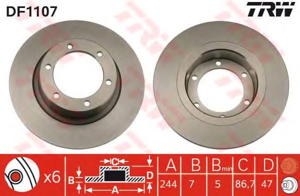 Freno de disco delantero DF1107 TRW