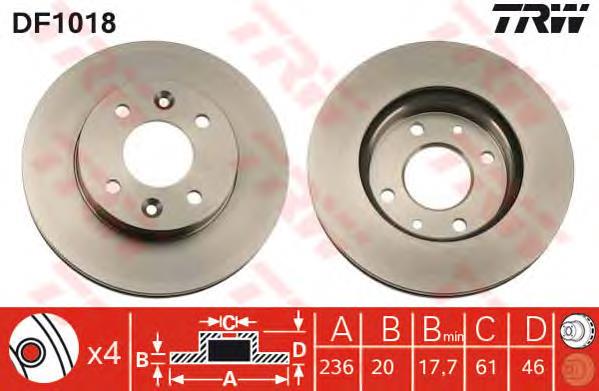 Frenos delanteros TRW DF1018 precio, desde 23,55 EUR
