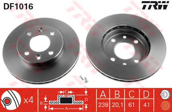 Disco de freno delantero TRW DF1016