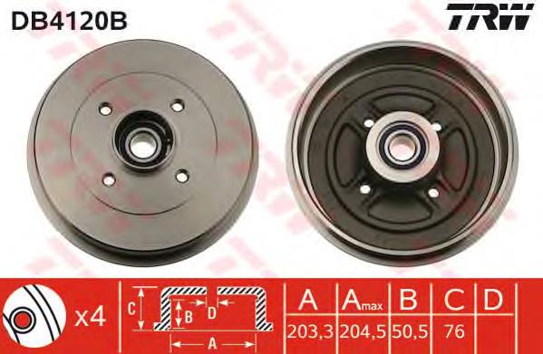 Tambor de freno trasero 14581810 Brembo