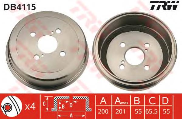 Freno de tambor trasero DB4115 TRW