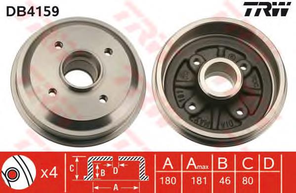 Tambor de freno trasero TRW DB4159 precio, desde 34,26 EUR
