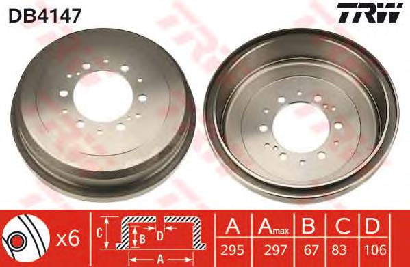 Tambor de freno trasero DB4147 TRW