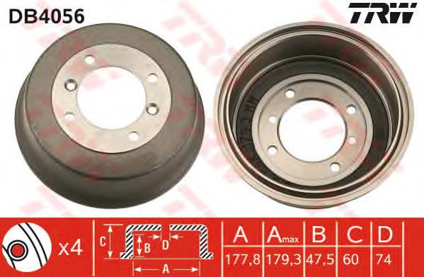 Freno de tambor trasero DB4056 TRW