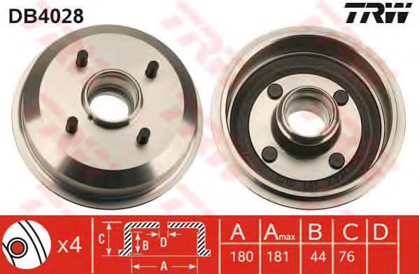 Tambor de freno trasero TRW DB4028 precio, desde 102,85 EUR
