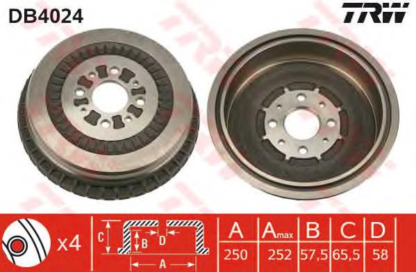 Freno de tambor trasero DB4024 TRW