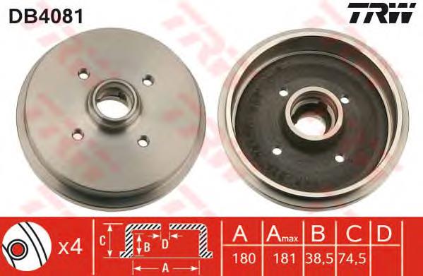 Comprar DB4081 TRW Tambor de freno trasero