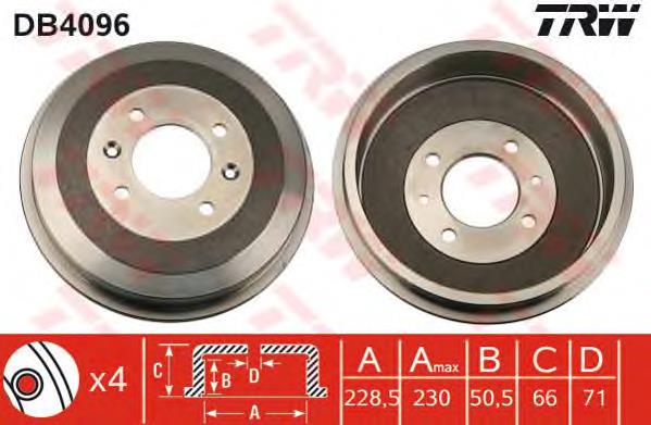 Tambor de freno trasero TRW DB4096