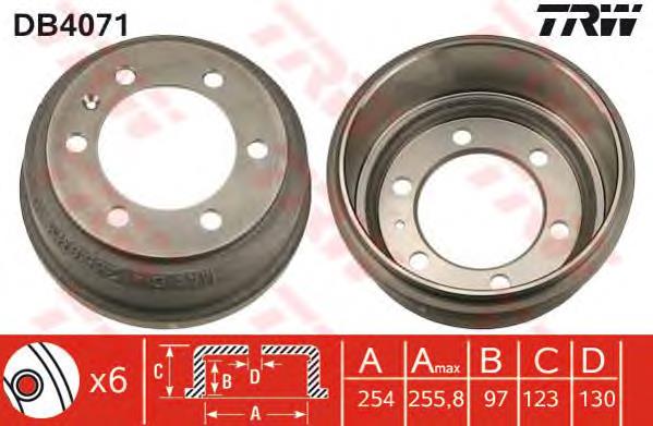 Freno de tambor trasero DB4071 TRW