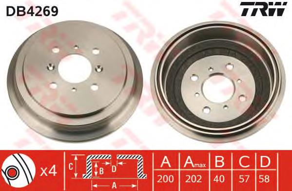 Freno de tambor trasero DB4269 TRW