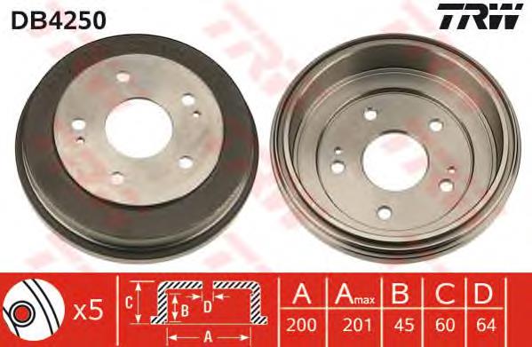 Freno de tambor trasero DB4250 TRW