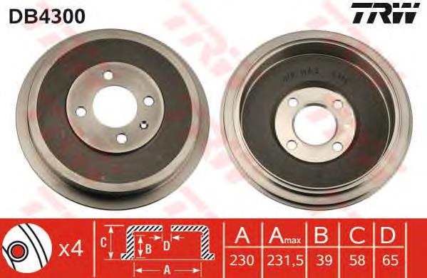 Freno de tambor trasero DB4300 TRW