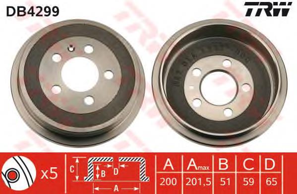Tambor de freno trasero TRW DB4299 precio, desde 74,22 EUR