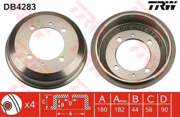 Freno de tambor trasero DB4283 TRW