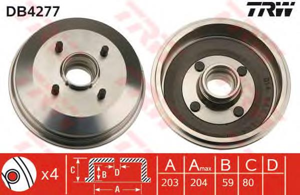 Freno de tambor trasero DB4277 TRW