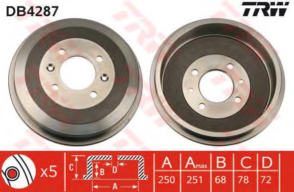 Freno de tambor trasero DB4287 TRW