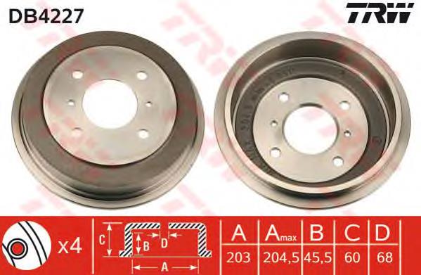 Freno de tambor trasero DB4227 TRW