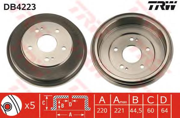 Tambor de freno trasero TRW DB4223 precio, desde 55,80 EUR