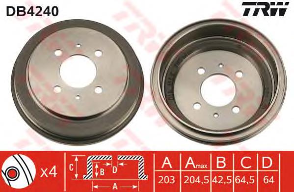 Freno de tambor trasero DB4240 TRW