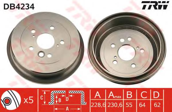 Freno de tambor trasero DB4234 TRW