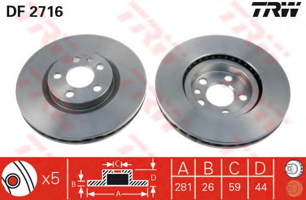 Disco de freno delantero TRW DF2716