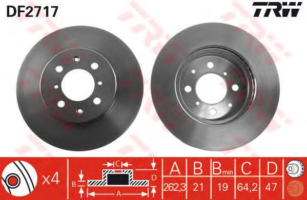 Disco de freno DF2717 TRW
