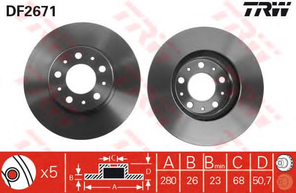 Frenos delanteros TRW DF2671 precio, desde 37,37 EUR