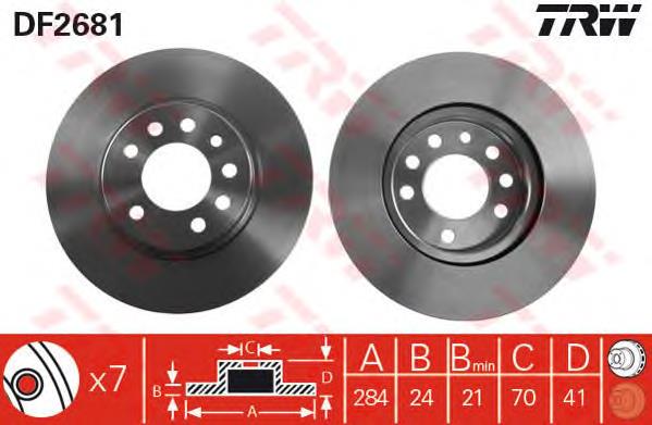 Freno de disco delantero DF2681 TRW