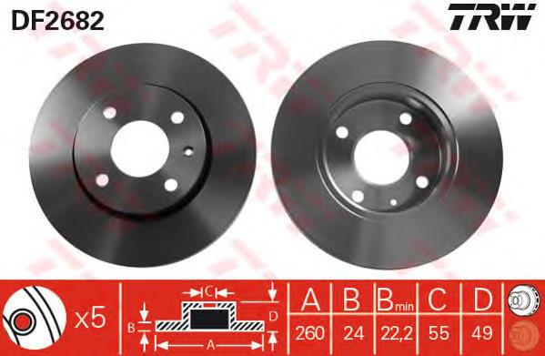 Disco de freno DF2682 TRW