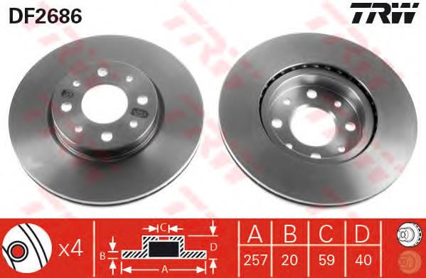 Disco de freno delantero TRW DF2686