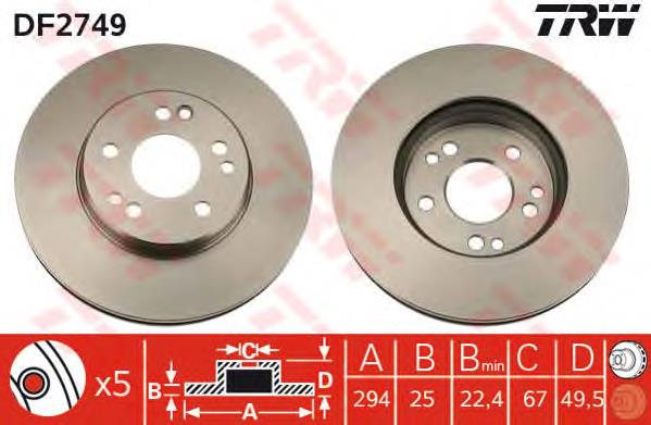 Comprar DF2749 TRW Freno de disco delantero